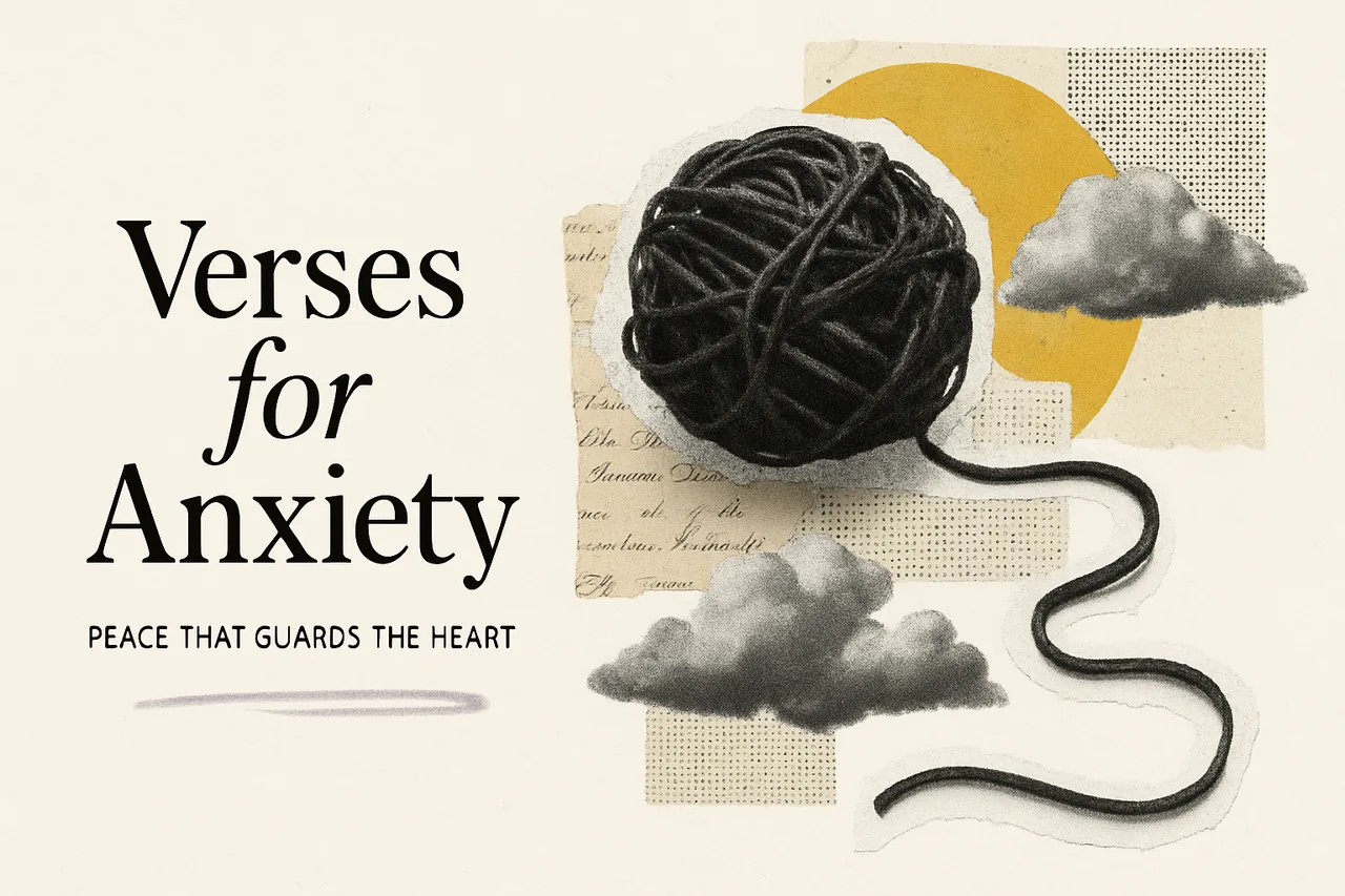10 Bible Verses About Anxiety to Memorize — editorial collage illustration