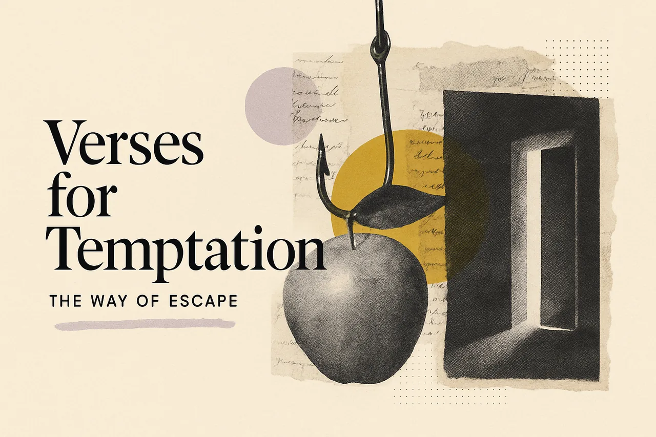 9 Bible Verses About Temptation to Memorize — editorial collage illustration