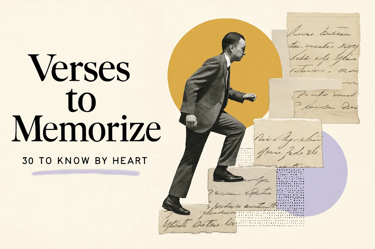 Bible Verses to Memorize: 30 to Know by Heart — editorial collage illustration