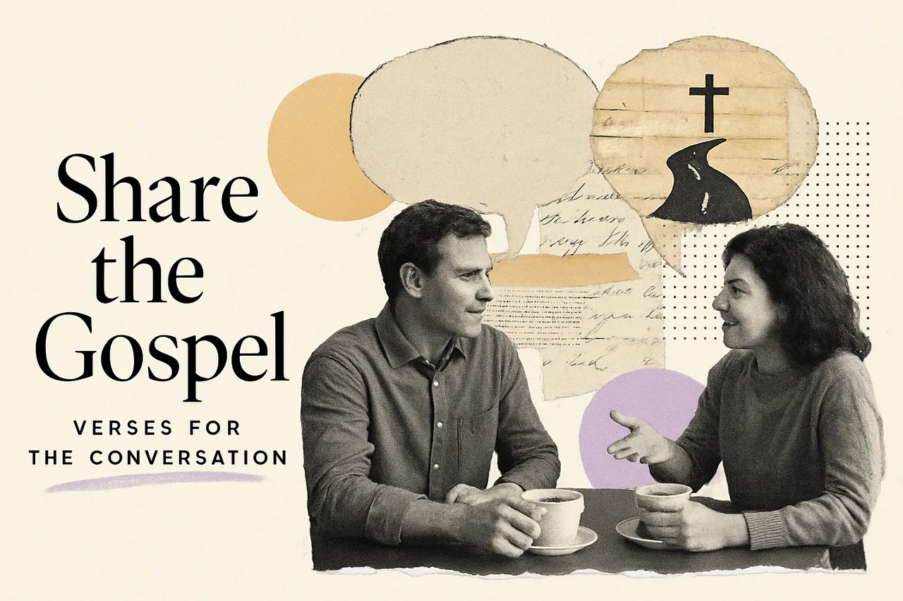 9 Bible Verses to Share the Gospel, Memorized — editorial collage illustration
